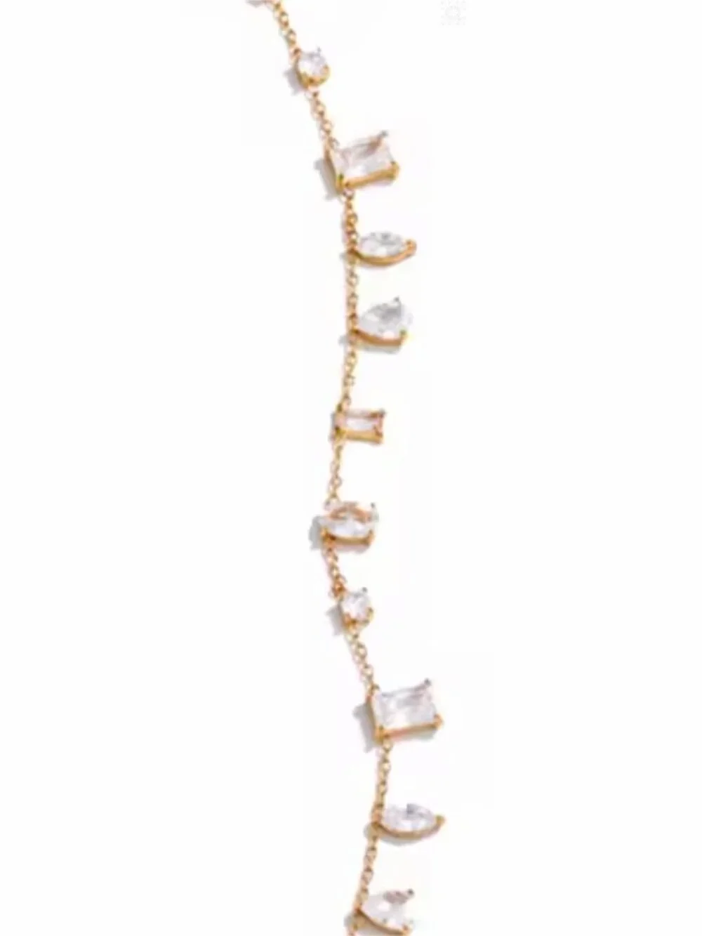 Gold Necklace with Clear Crystal Drops
